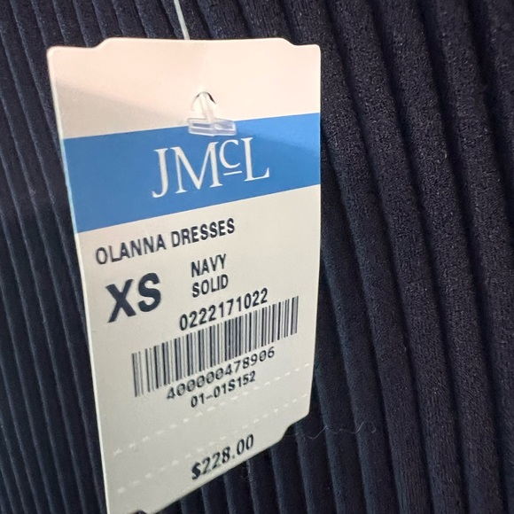 NWT J.McLaughlin Navy blue Olanna Dress Sz XS ribbed midi sleeveless new - Picture 3 of 6